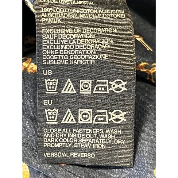 Tommy Hilfiger Women Large Button Up Collar Blouse Top Royal Crest Key Navy - Picture 9 of 9